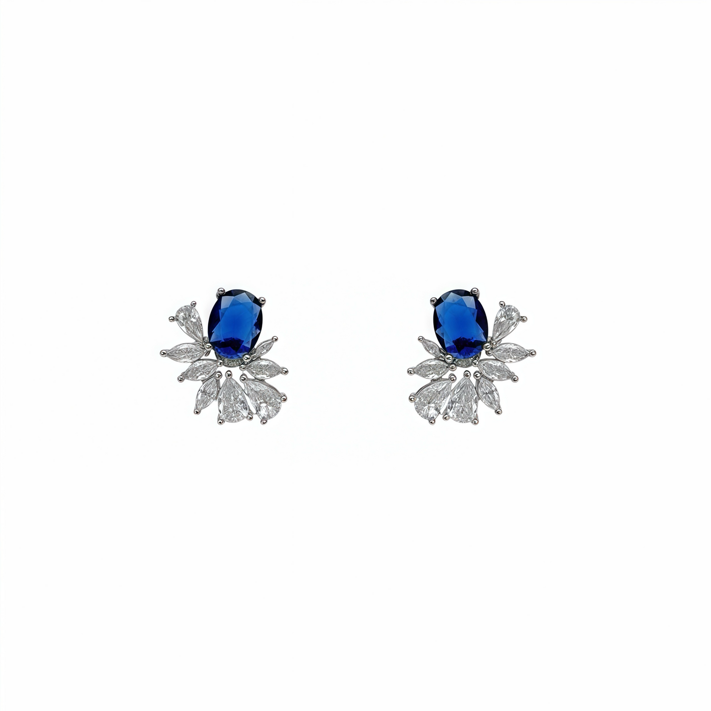Sapphire-Blue Stud Earrings