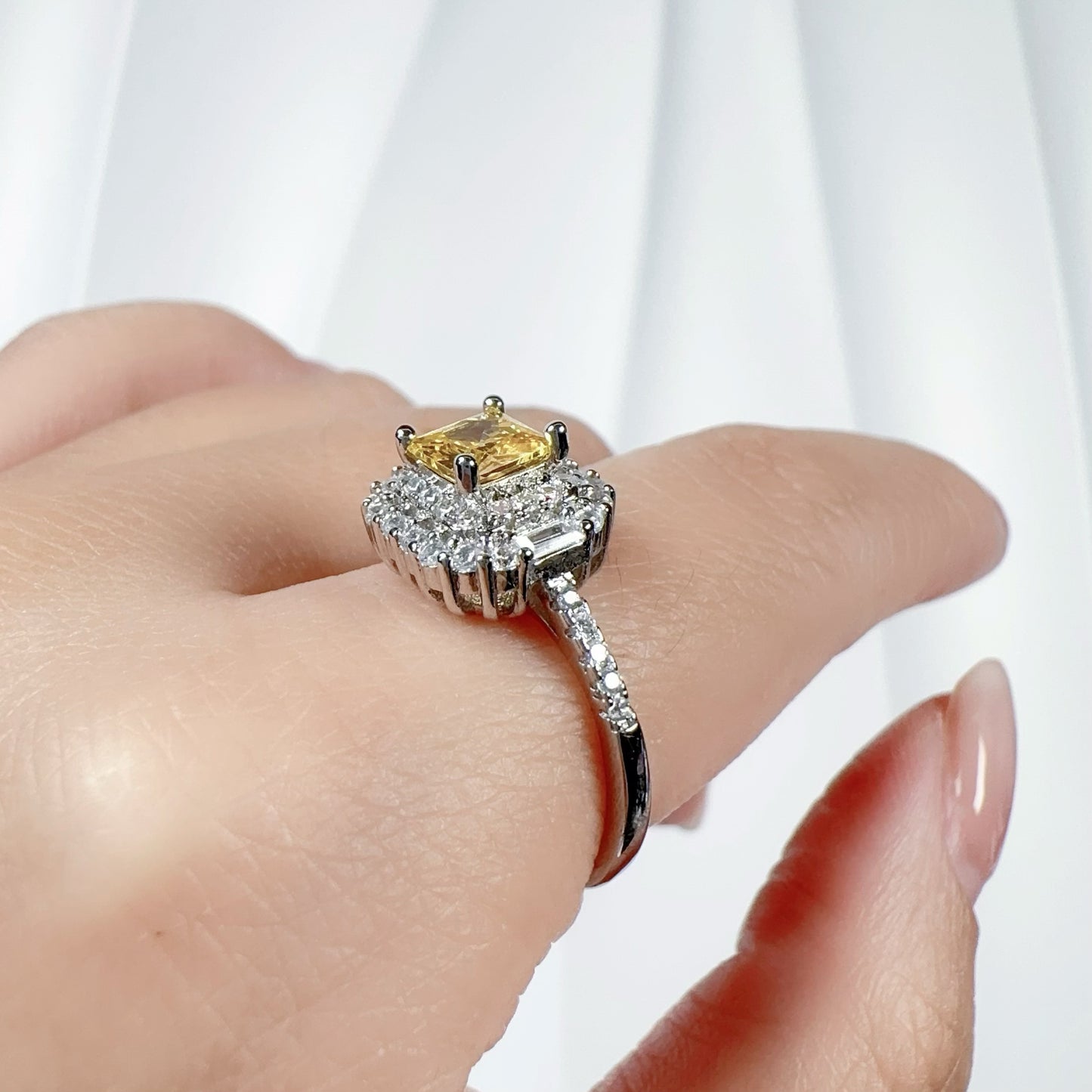 Sunlit Pavé Halo Ring