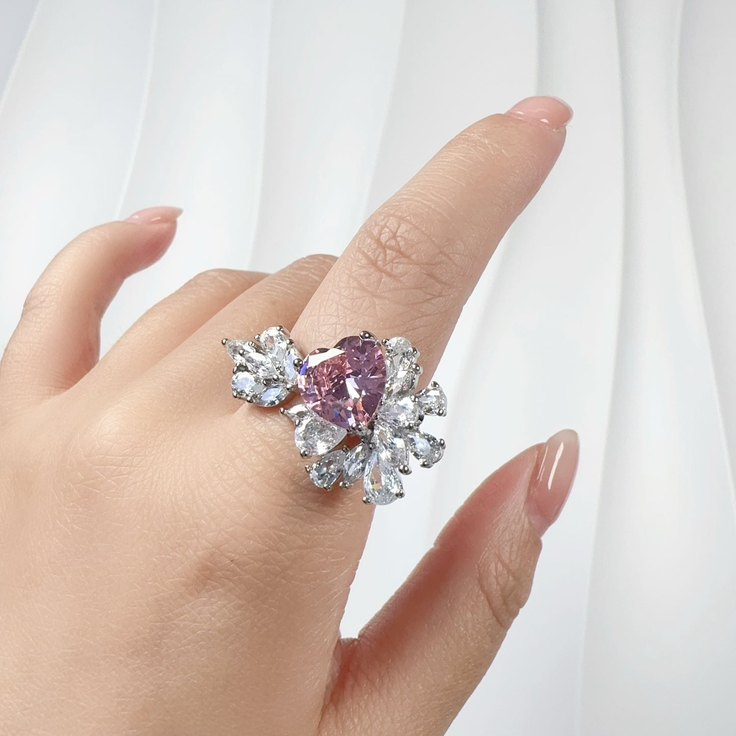 Feathered Blush Morganite Ring