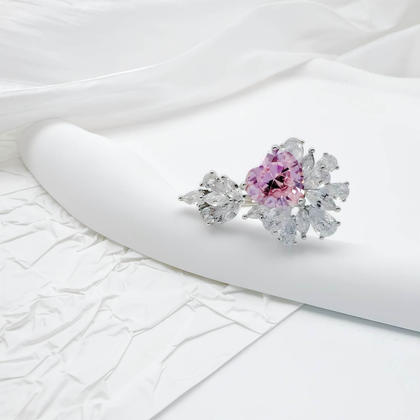 Feathered Blush Morganite Ring