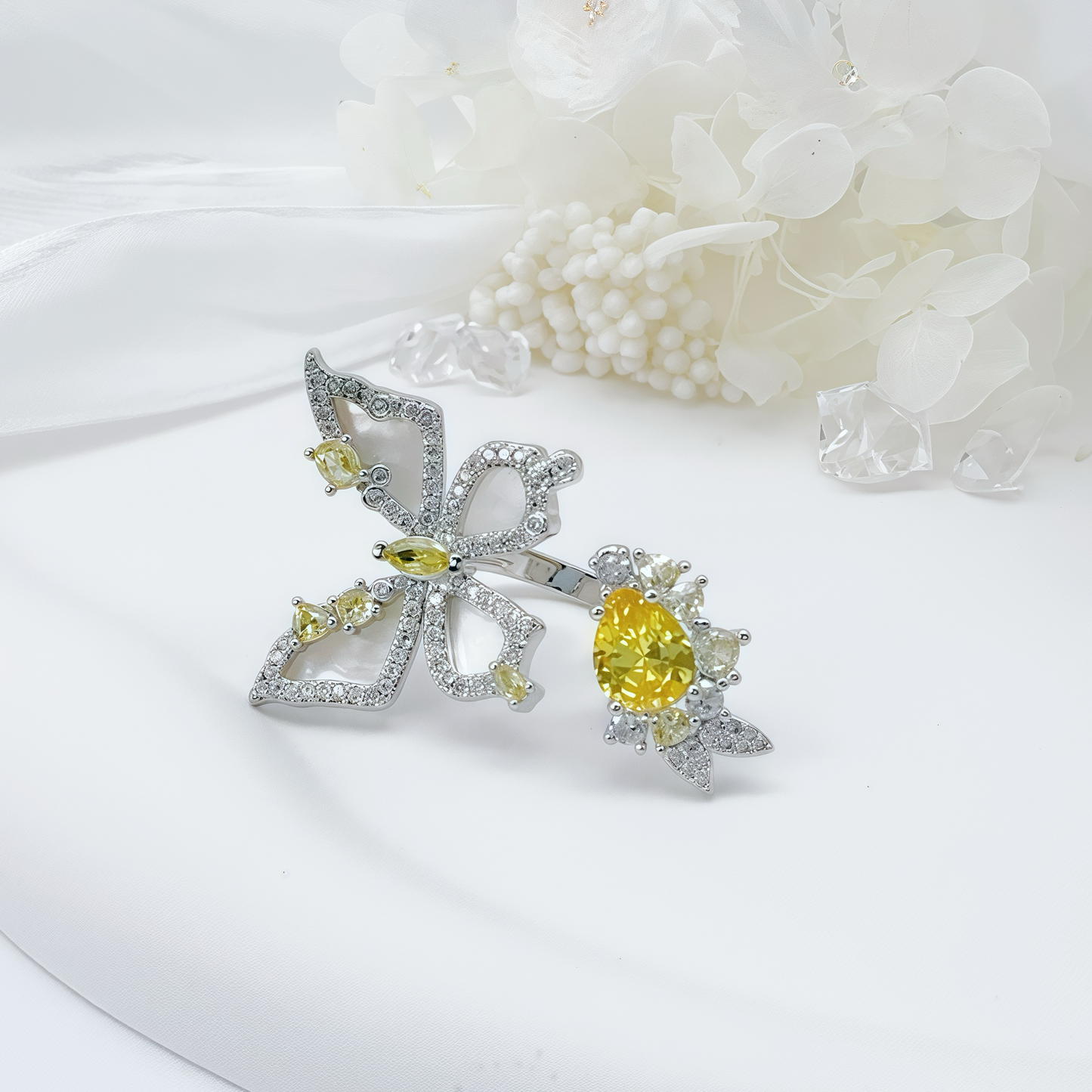 Fancy Intense Yellow  Butterfly Wing Ring