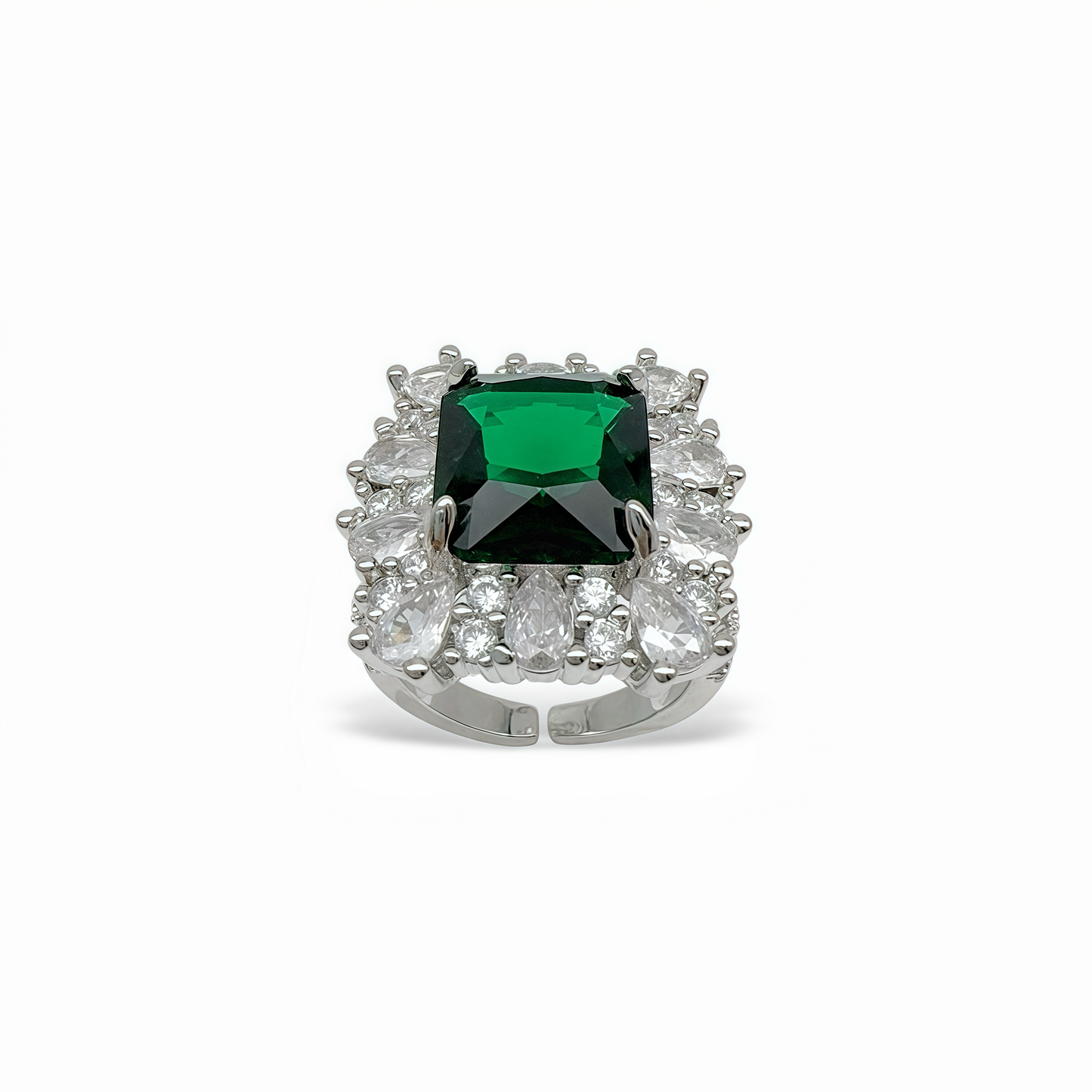 Regal Emerald Halo Ring