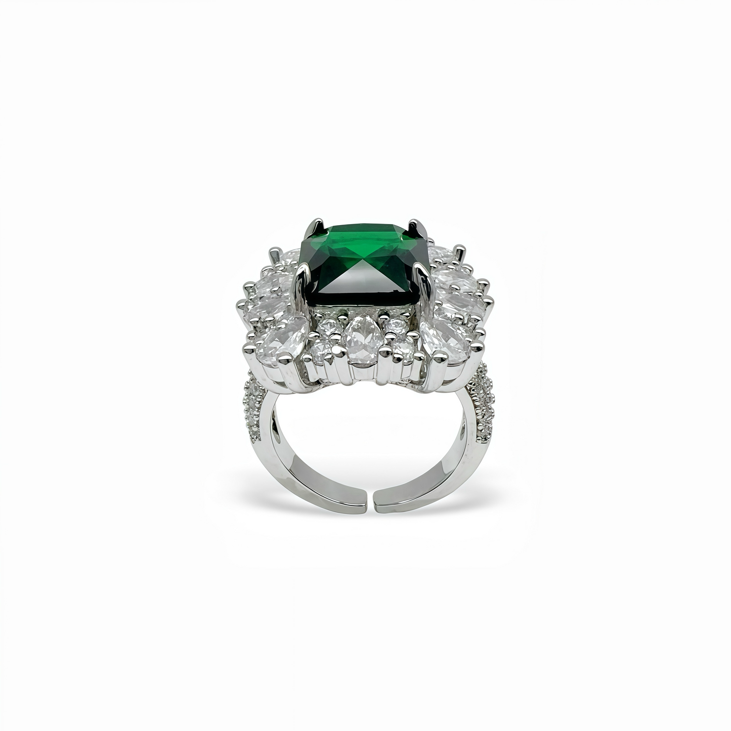 Regal Emerald Halo Ring