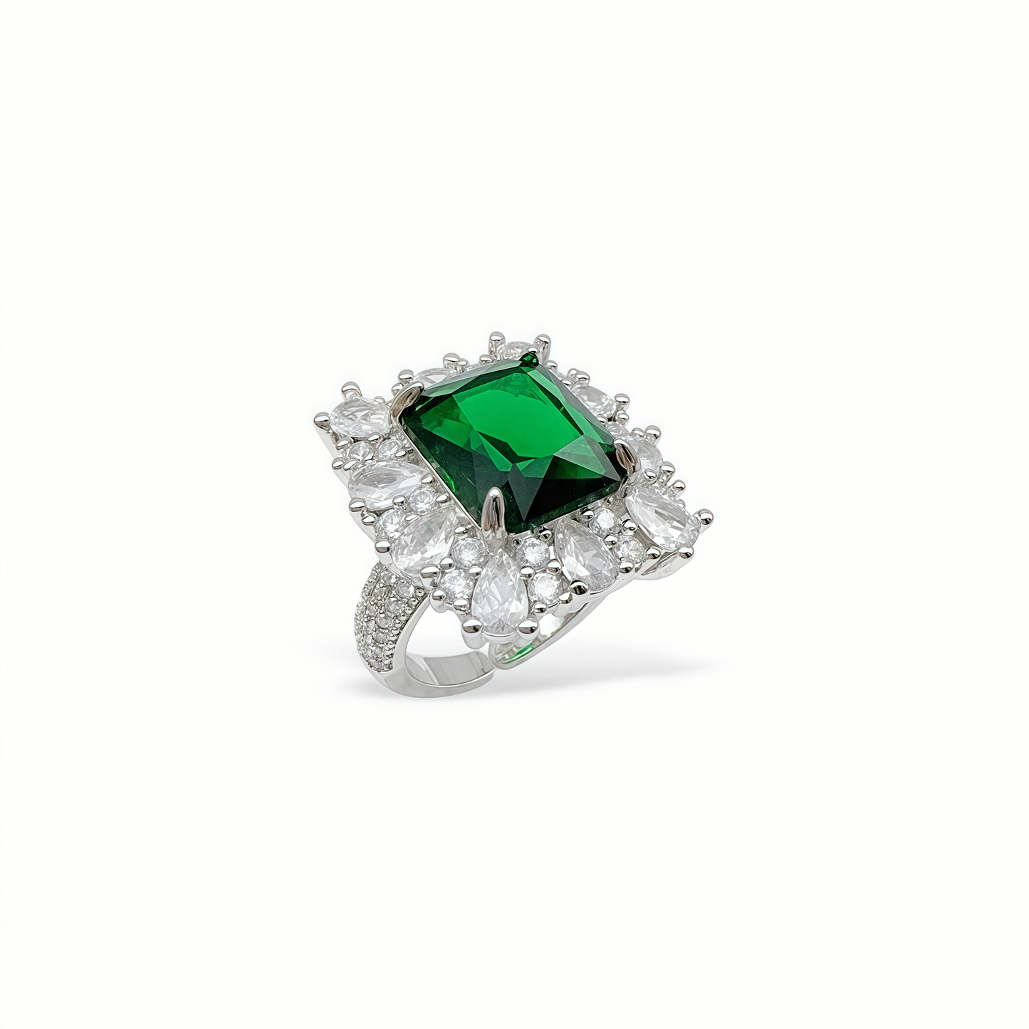 Regal Emerald Halo Ring