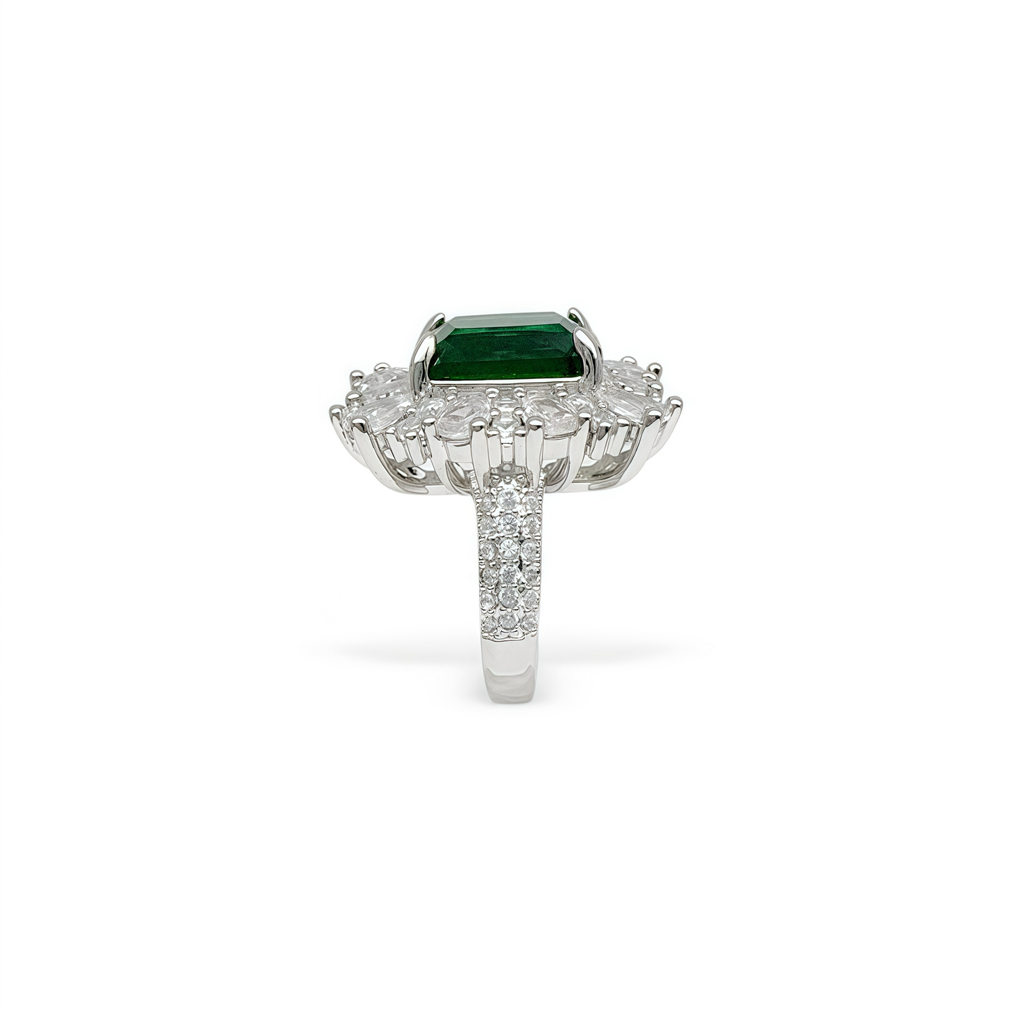 Regal Emerald Halo Ring