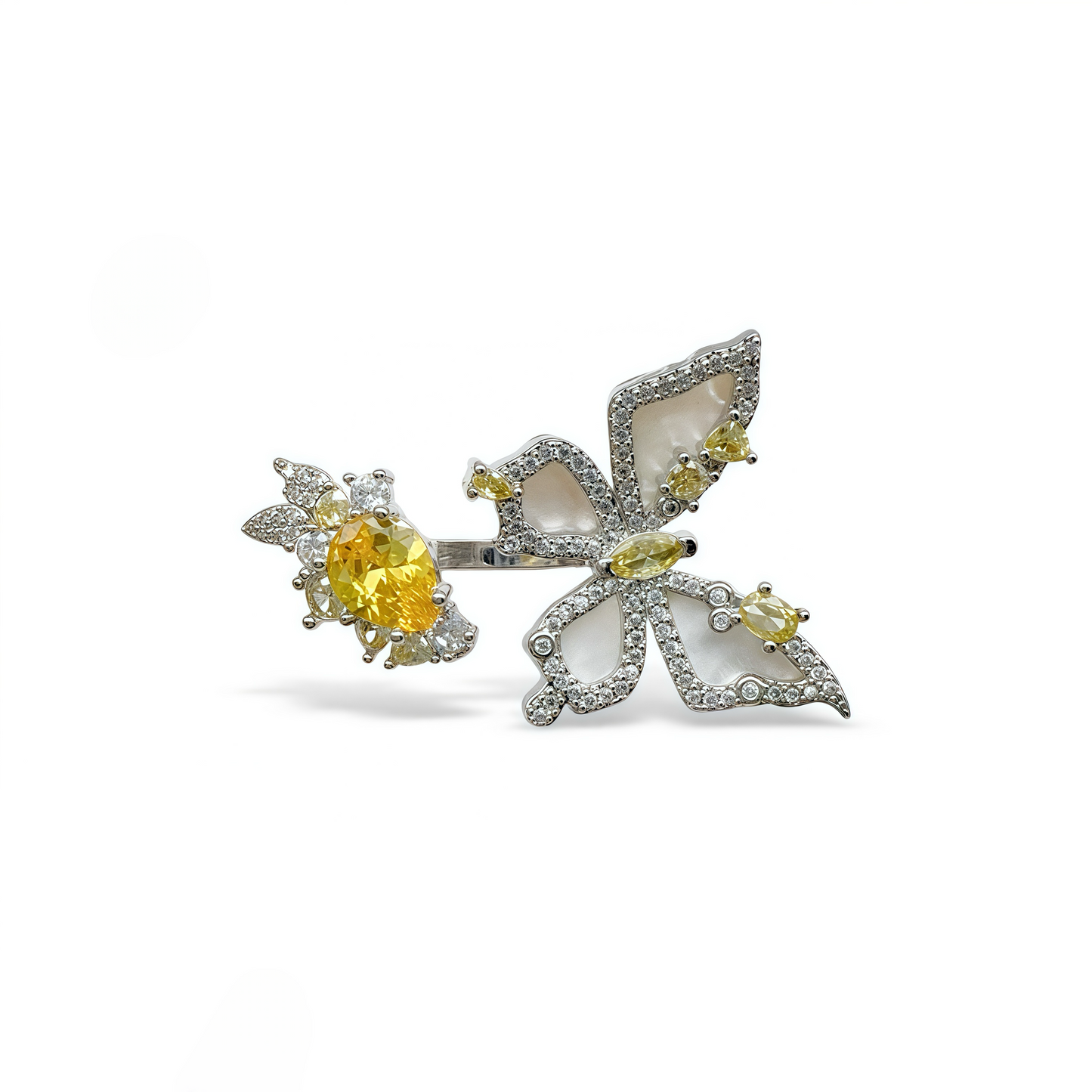 Fancy Intense Yellow  Butterfly Wing Ring