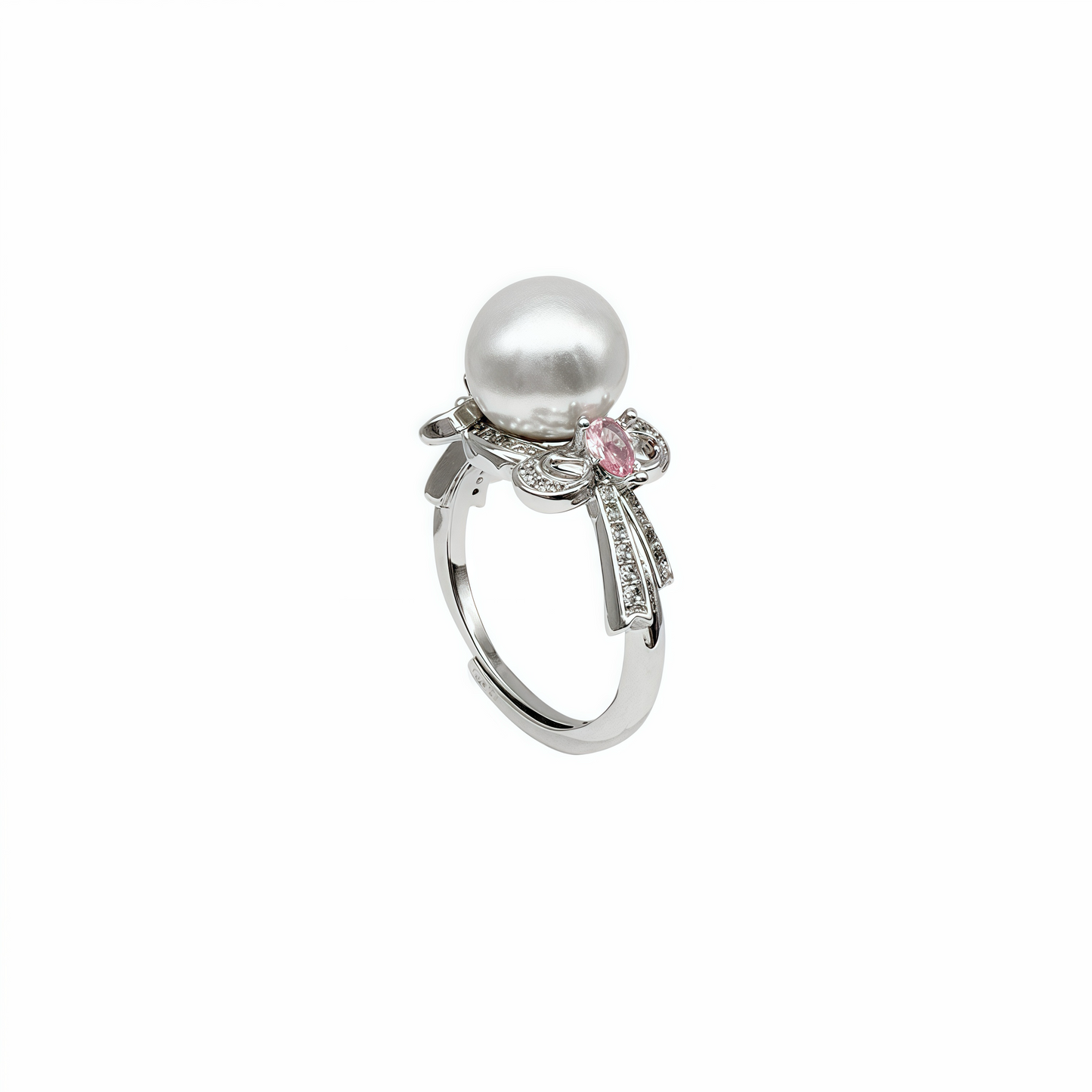 South Sea White Pearl & Pink Zircon Teardrop Ring
