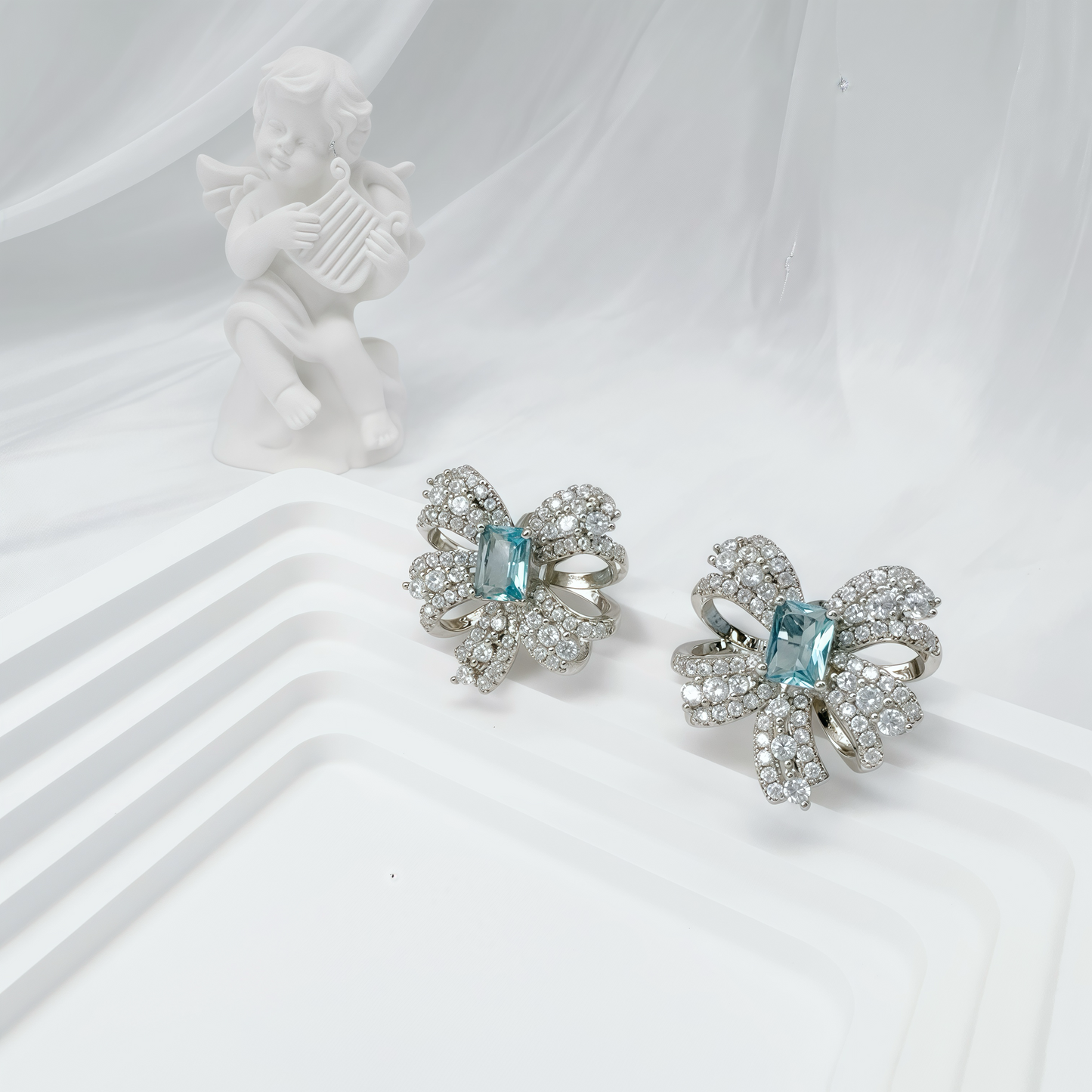 Full Zircon Bowknot Earrings