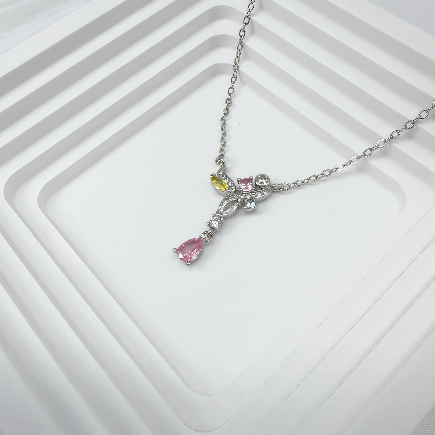 Teardrop Padparadscha Necklace