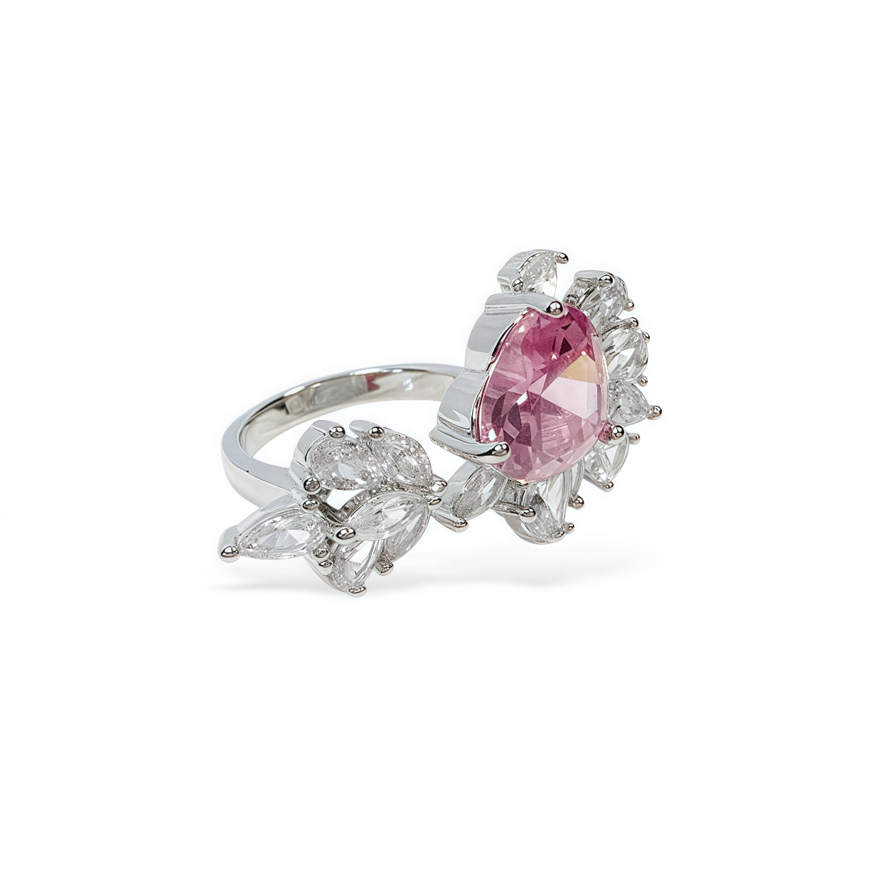 Feathered Blush Morganite Ring